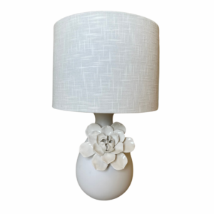 White Ceramic Decorative Lamp with Floral Embellishment