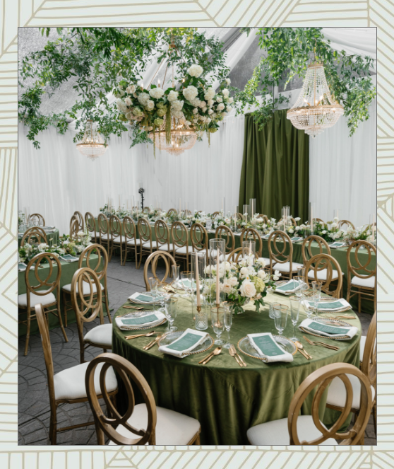 Elegant mountain wedding tablescape with white florals and candles